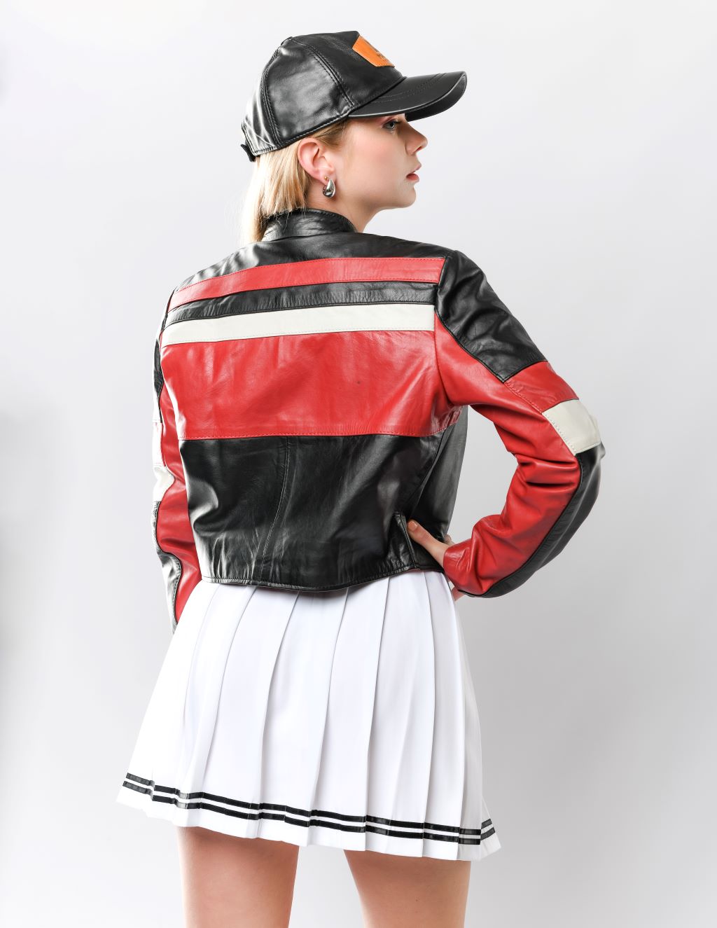 Blouson en cuir multicolore femme