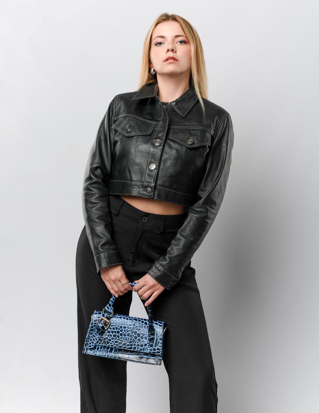 Blouson en cuir noir