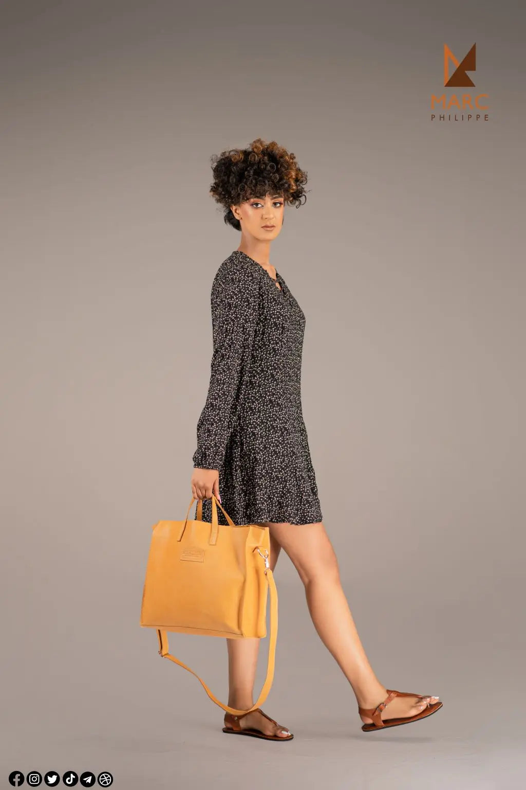 ALYSE CAMEL - Sac à main en cuir type Cabas couleur Camel MARC PHILIPPE DESIGN
