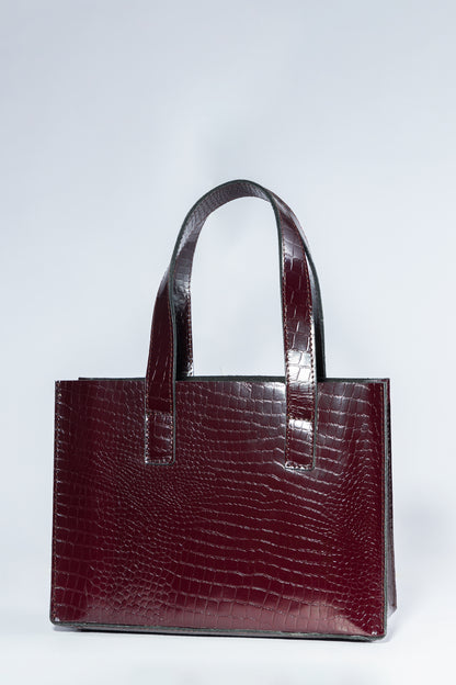 Sac à main en cuir style Croco noire