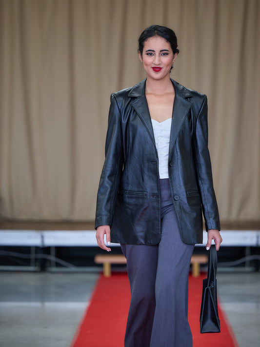 Blazer en cuir noir