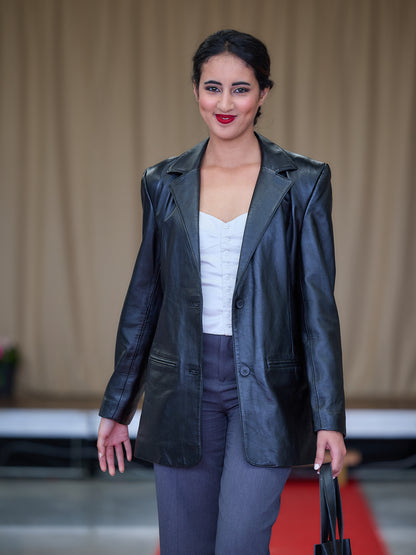 Blazer en cuir noir