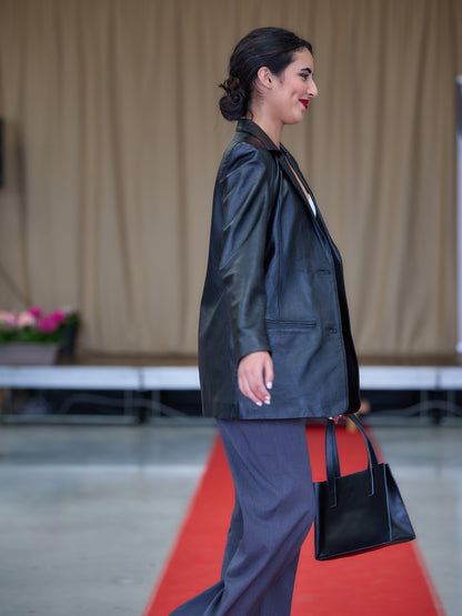 Blazer en cuir noir