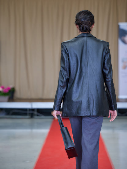 Blazer en cuir noir