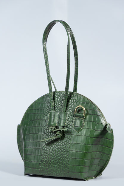 Sac à main moyen en cuir style Croco