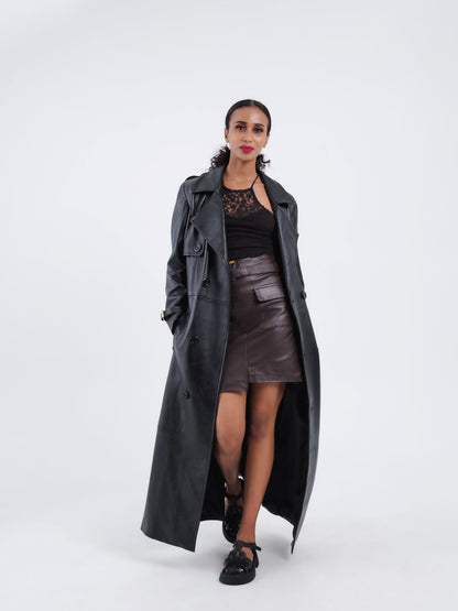 manteaux en cuir noir femme