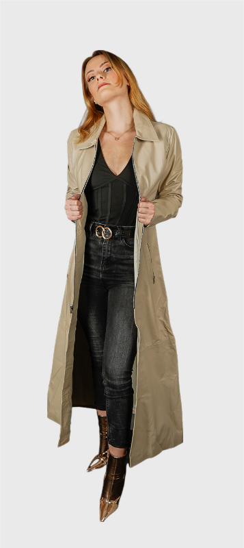 ASELA - Manteau "Trench" en cuir blanc femme