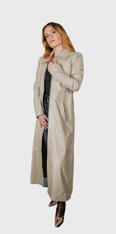 ASELA - Manteau "Trench" en cuir blanc femme
