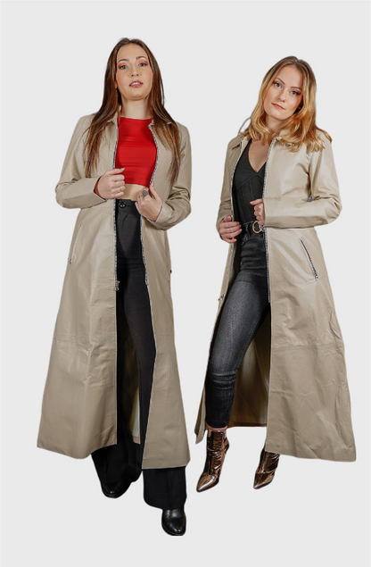 ASELA - Manteau "Trench" en cuir blanc femme