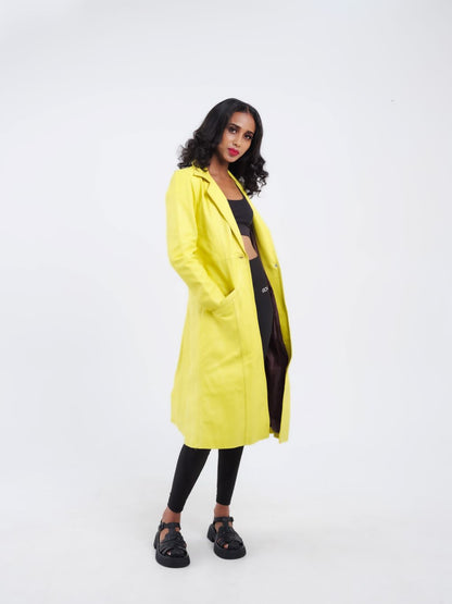 Manteau en cuir Jaune