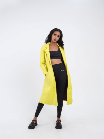 Manteau en cuir Jaune