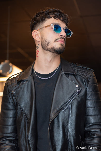 Veste en cuir noire homme