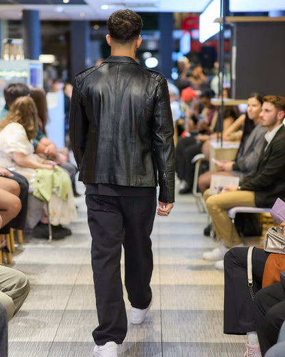 Veste en cuir noire homme