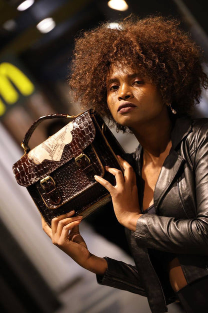 Sac à main style Croco couleur marron