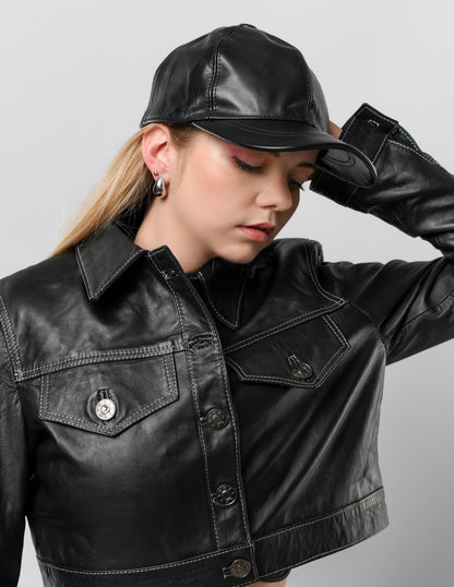 Blouson en cuir noir