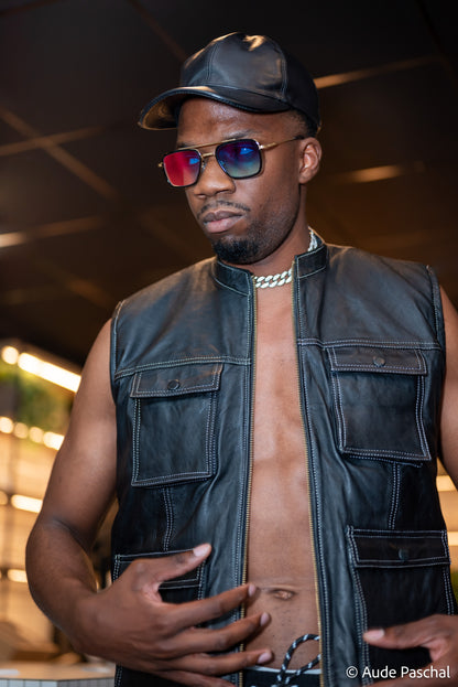 Veste en cuir sans manche