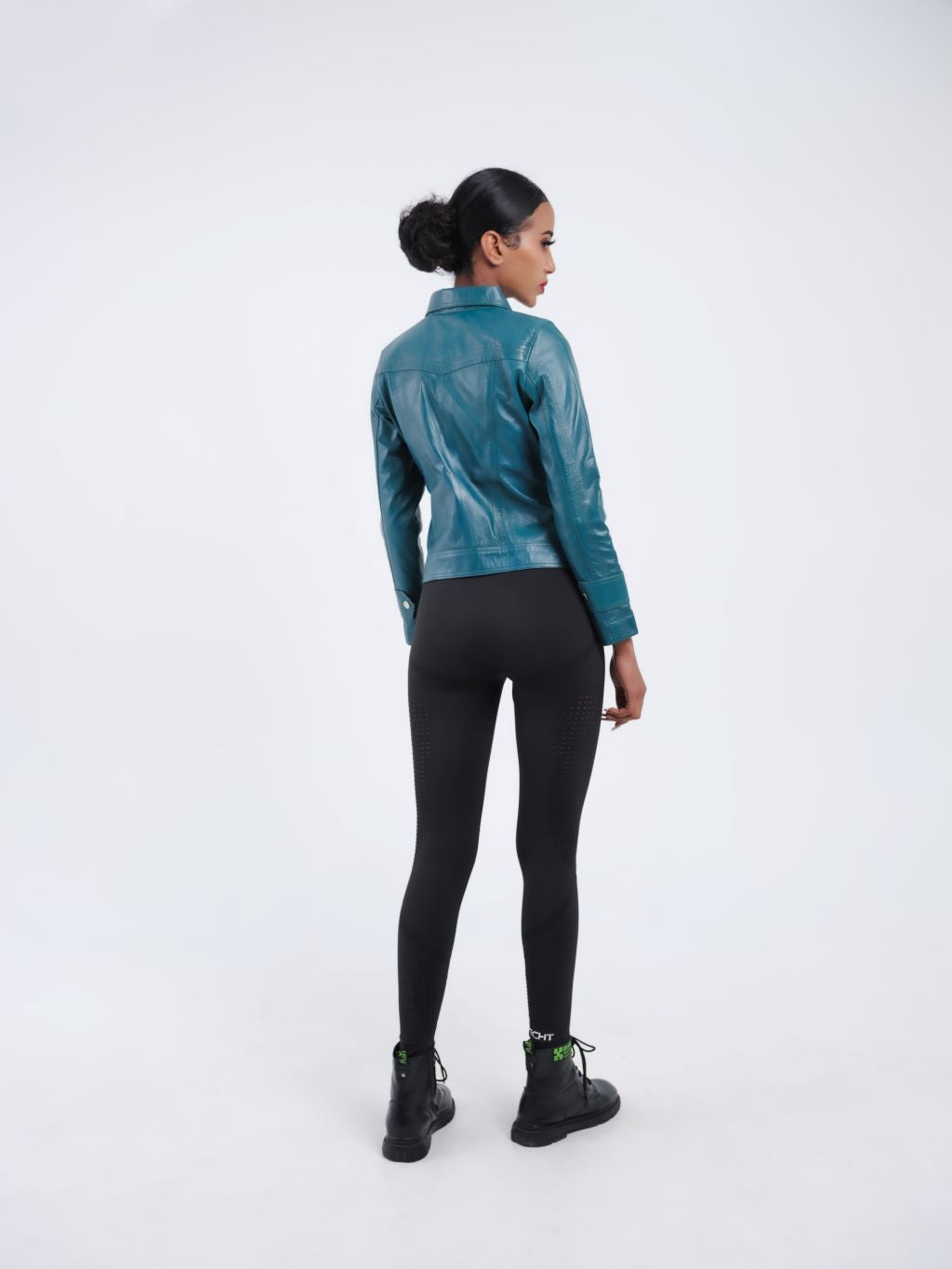 HARAR - Veste en cuir bleue femme