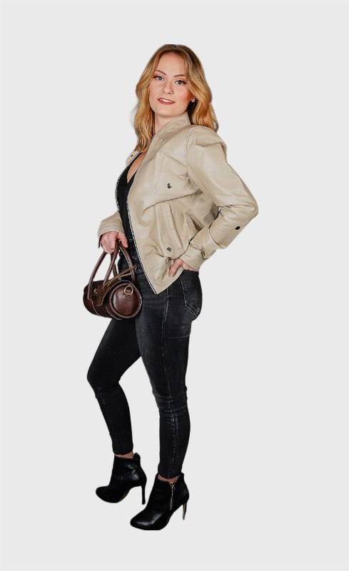 MOTA - Veste en cuir blanche femme
